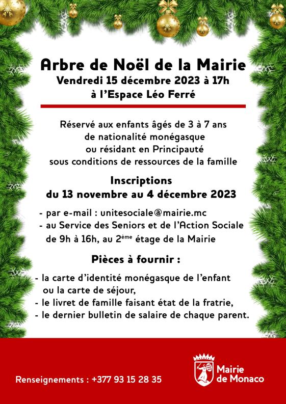 Mairie de Monaco - Arbre de Noël 2023 - Enfants de 3 à 7 ans